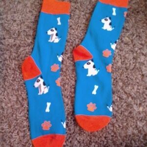 Blue and Orange Dog Pattern Socks For Girls